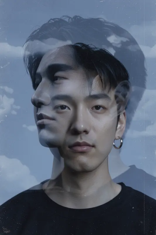 FLUX 3 Klein example: Double exposure portrait (seed 2)
