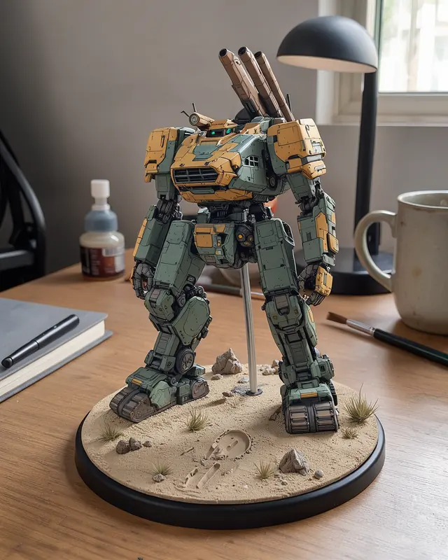 FLUX 3 Klein example: Mecha turned into a desk figurine