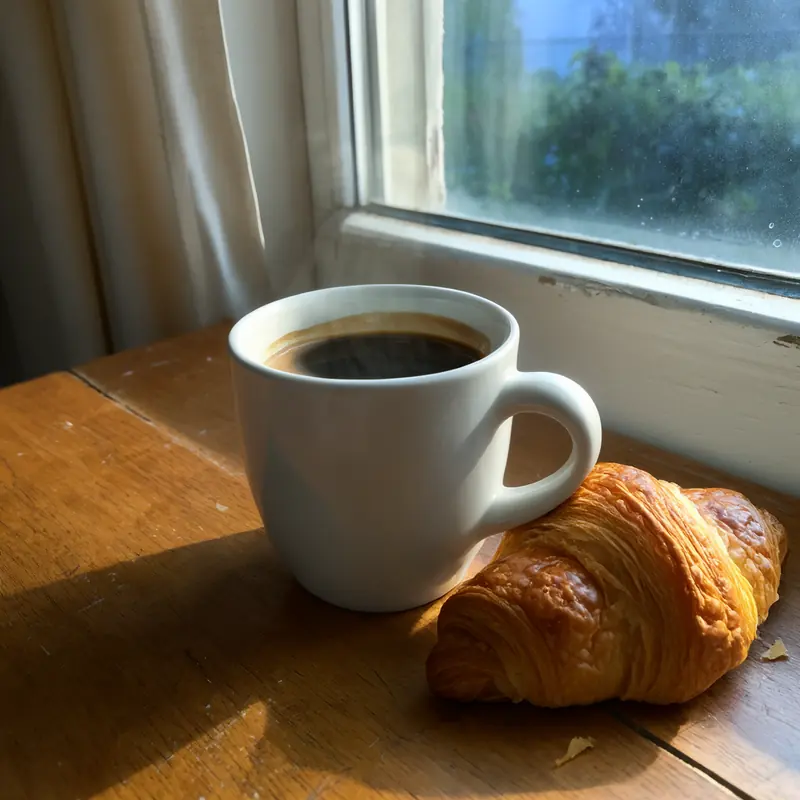FLUX 3 Klein example: Fill the mug with coffee, add a croissant