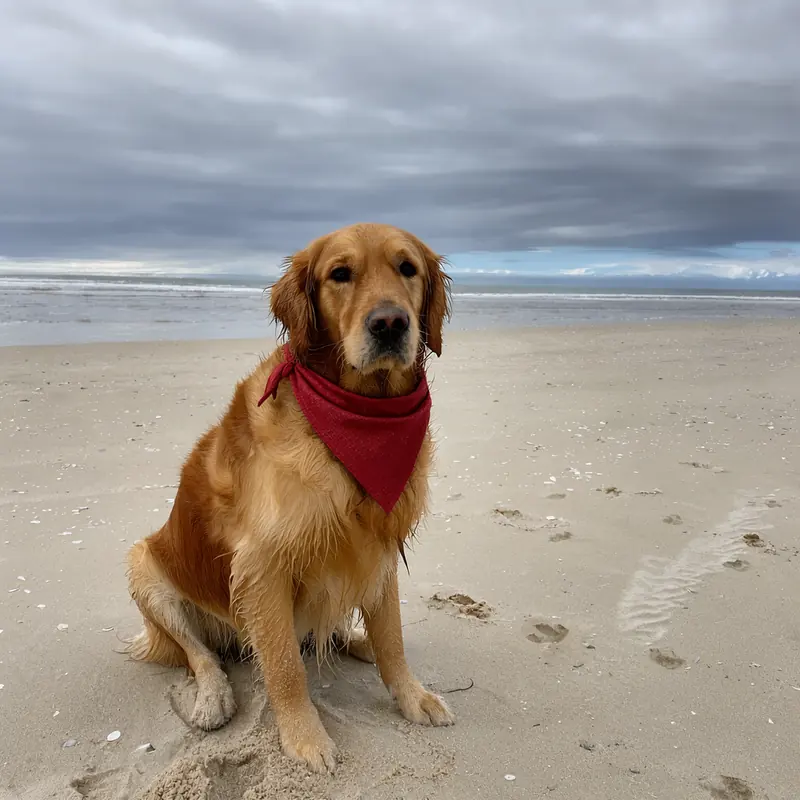 FLUX 3 Klein example: Red bandana on the dog
