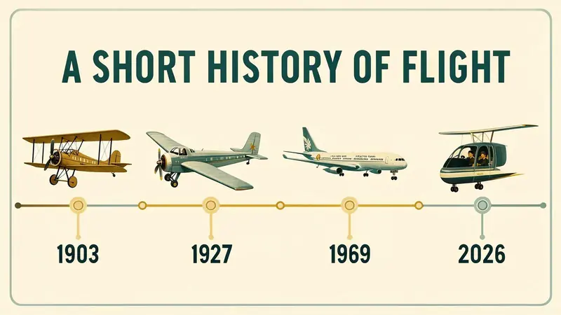 FLUX 3 Klein example: Timeline infographic: a short history of flight