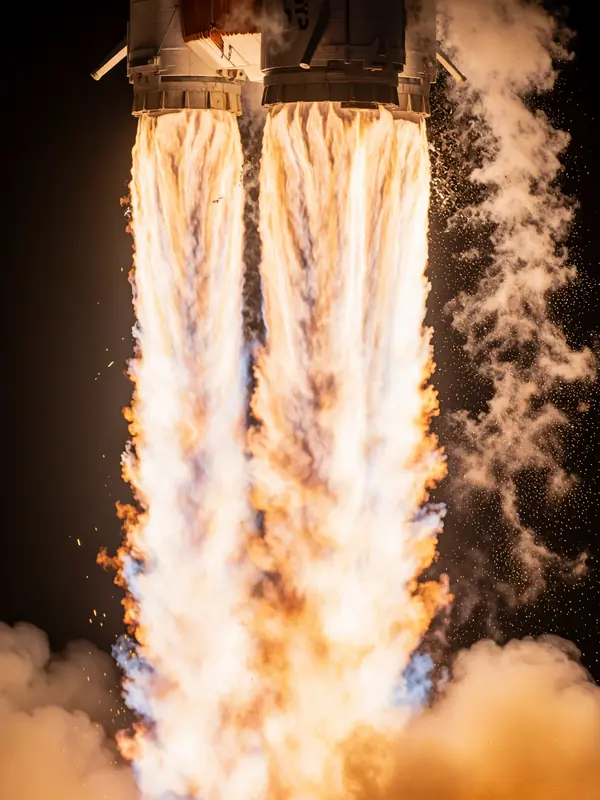 Krea 2 example: immense rocket launch exhaust as seen from extremely close up
