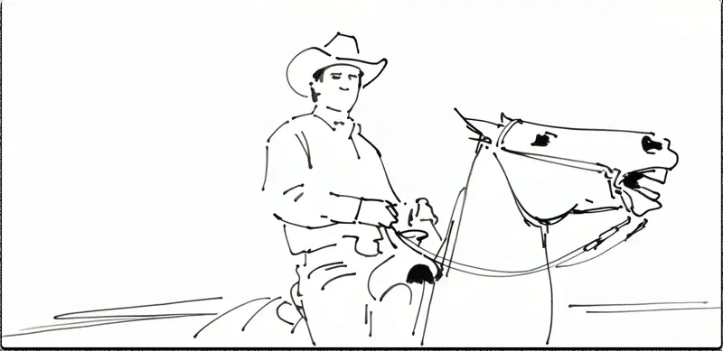 Krea 2 example: Male cowboy riding horse through the desert, close up shot