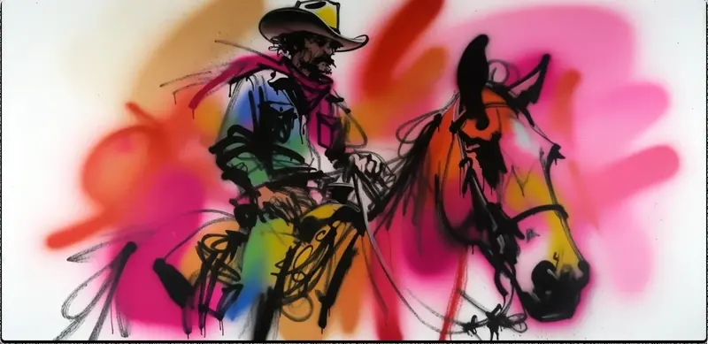 Krea 2 example: Male cowboy riding horse through the desert, close up shot