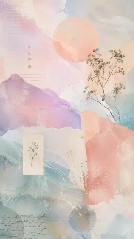 Krea 2 example: Pastel texture study, soft gradients, film grain, dreamy collage